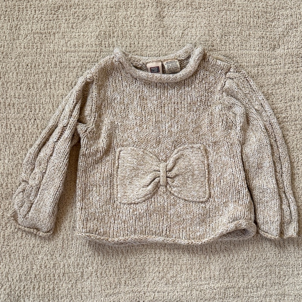 Faded Glory Tan Sweater with Bow Accent